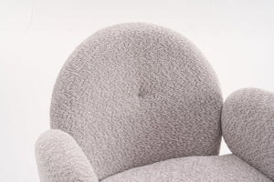 English Elm Boucle Bouclé Fabric Office Chair with Ergonomic Curved Back & Armrests, 360° Swivel, Stable Base Gray T3903P373043