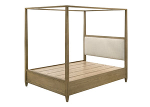 English Elm 1pc Rustic Charm Queen Bed with Soft Greige Finish, Natural Wood Grain Footboard Bench Panel Brown 88.81 L x 20.66 W x 7.36 H B2741S00262