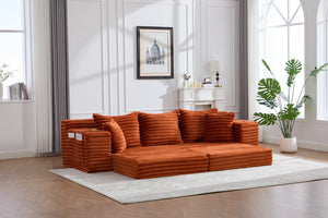 English Elm Oversized Corduroy Cloud Couch Convertible Sleeper Sofa with Memory Foam Seating Orange W395S00122
