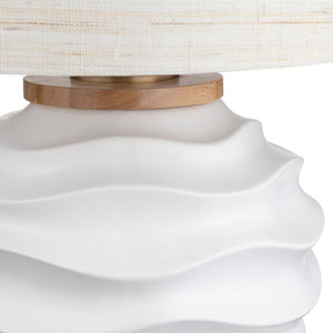 Crestview Collection 28.5"H Ceramic Table Lamp - Stylish White Glazed Finish, Textured Ridges & Elegant Oatmeal Shade   Cvazp111