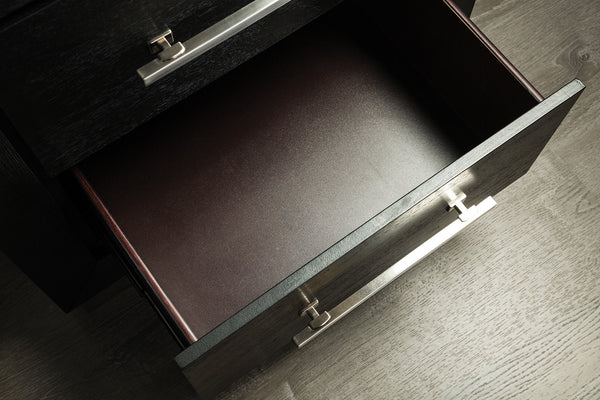 English Elm 1pc Chest Transitional Weathered Finish 5-Drawer Tall Dresser with Dentil Molding and Metal Knobs Black 39 L x 20 W x 54 H B2741P372707