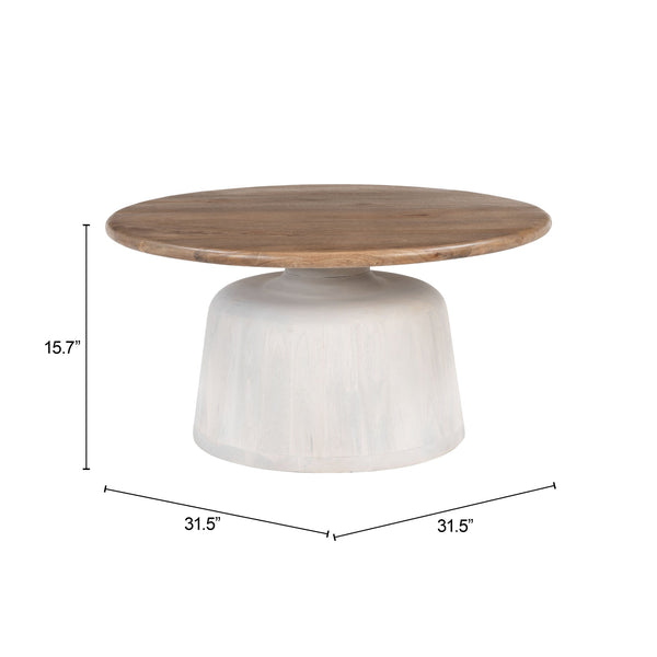 Zuo Modern Goblet Coffee Table - Elegant Brown & White Mango Wood Design For Modern Home Decor & Style Brown Mango Wood 110733-zuo-modern
