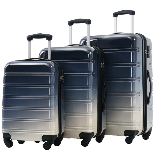 English Elm Hardshell Polycarbonate 3 Piece Luggage Set Spinner Wheels Tsa Lock Expandable Travel Black Multi N732P184448B