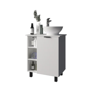 English Elm White Compact Bathroom Vanity With 8 Shelves, Classic Design For Smart Storage & Easy Access B062P355667-GIGA