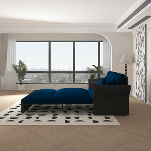 English Elm 74.8" Queen Pull Out Sofa Bed - Stylish 3-In-1 Velvet Convertible Sleeper Loveseat With Pillows W1885S00171