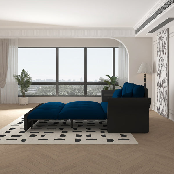 English Elm 74.8" Queen Pull Out Sofa Bed - Stylish 3-In-1 Velvet Convertible Sleeper Loveseat With Pillows W1885S00171