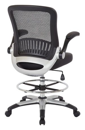 OSP Home Furnishings Mesh Back Ergonomic Drafting Chair with Lumbar Support Padded Seat and Adjustable Foot Ring DCY69006-U6