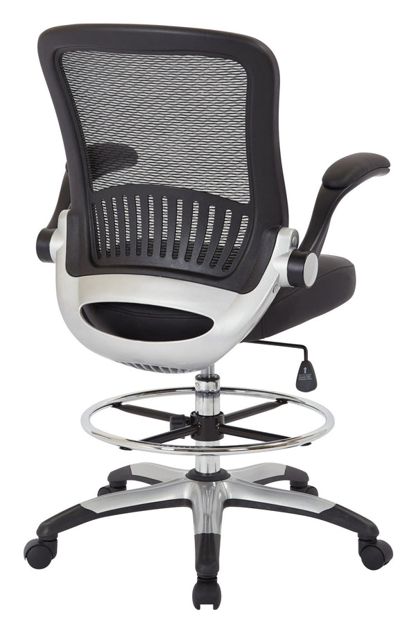 OSP Home Furnishings Mesh Back Ergonomic Drafting Chair with Lumbar Support Padded Seat and Adjustable Foot Ring DCY69006-U6