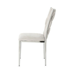 English Elm Modern Velvet Upholstered Dining Chairs Set of 2 with Electroplated Legs for Kitchen Light Gray W210P301597