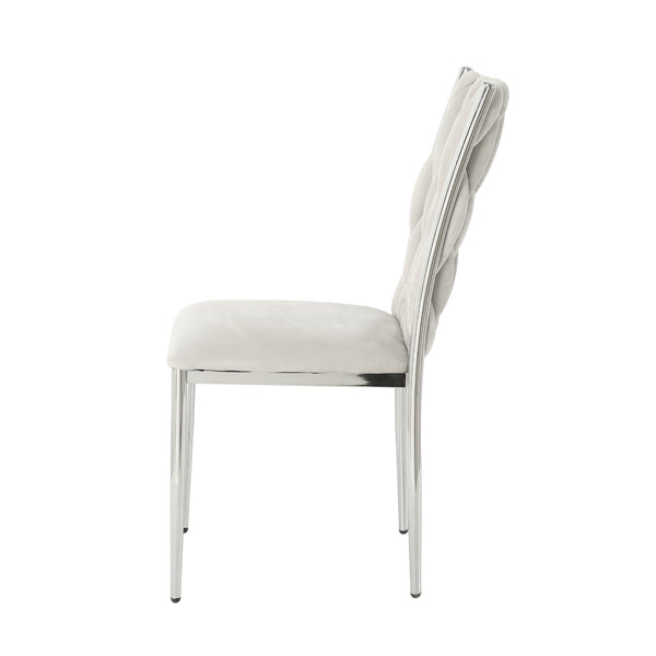English Elm Modern Velvet Upholstered Dining Chairs Set of 2 with Electroplated Legs for Kitchen Light Gray W210P301597