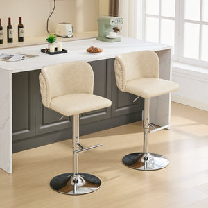 English Elm A&A Modern Swivel Barstools Set Of 2 - Adjustable Height, Chrome Base, Ergonomic Pu Upholstered Comfort W1143P193492