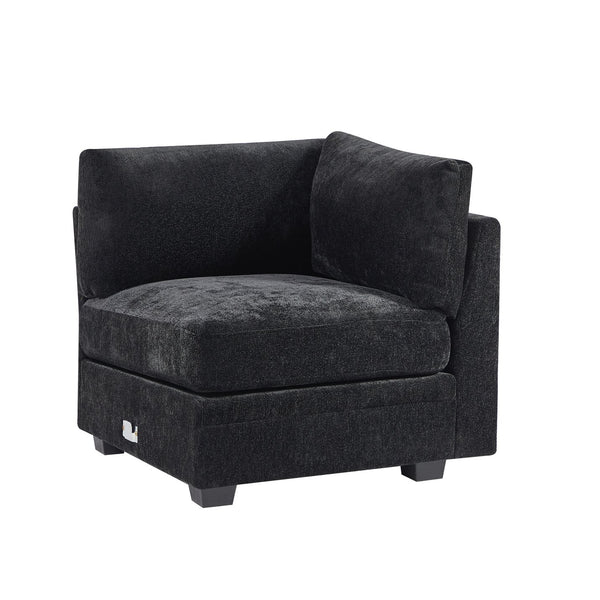 English Elm Christopher Knight Home® - 7-Piece Reversible Modular Corner Sectional In Chic Black Fabric - Versatile Seating For Modern Homes N771P345839_N771P345840_N771P345841_N771P345842H