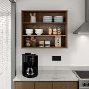 English Elm Ida Staggered Open Wall Shelving Unit with Rich Walnut Finish for Modern Interiors Natural B097P474314