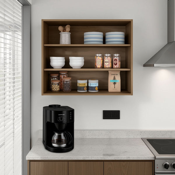 English Elm Ida Staggered Open Wall Shelving Unit with Rich Walnut Finish for Modern Interiors Natural B097P474314