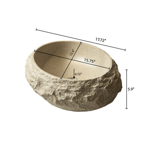 English Elm Luna 18" Bathroom Sink Irregular Oval Resin Vessel with Stone Pattern Artistic Durable Finish Beige W2615P346503