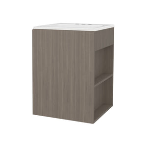 English Elm Bathroom Vanity Engineered Wood 24.8” H with Single Door, 2 Shelves, Modern Eco-Friendly Design White+Oak 28.74 L x 22.83 W x 4.33 H B097S00209