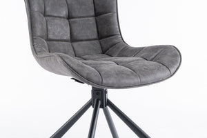 English Elm Mid-Century Modern Swivel Dining Chair Set Of 2 - Adjustable Height, Tufted Faux Leather Accent Chairs T3903P405995