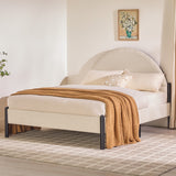 Queen Metal and Upholstered Bed with Arched Headboard Oatmeal GASB5COM Walker Edison