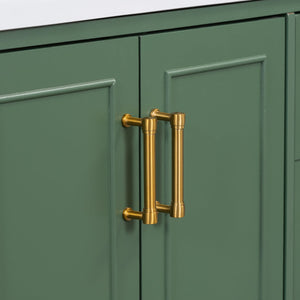 English Elm 36-inch Green Traditional Bathroom Vanity with Resin Sink, 2 Doors 4 Drawers, Gold Handles, Soft-Close hinges, 36"W x 18"D x 34"H SV000026AAF