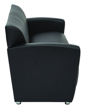OSP Home Furnishings Loveseat for Two in Faux Leather with Silver Post Legs Modern Contemporary Seating Sofa SL2913S-U6