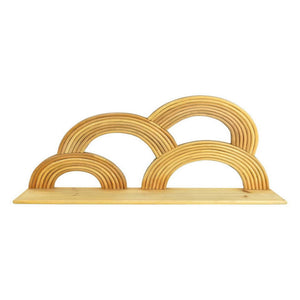English Elm Dadi Sculptural Three Tier Semicircle Wood Wall Shelf Warm Brown Organic Display B056P416897
