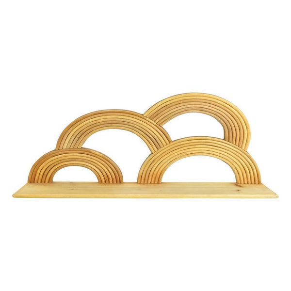 English Elm Dadi Sculptural Three Tier Semicircle Wood Wall Shelf Warm Brown Organic Display B056P416897