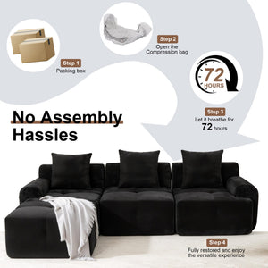 English Elm Sectional Cloud Sofa with Fuzzy Foam Cushions Deep Sink Comfort for Living Rooms W5385P446001