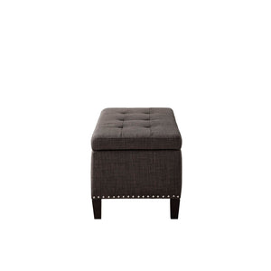 JLA Home Madison Park - Tufted Blue Storage Bench with Soft-Close Lift Top, Elegant Upholstered Seating and Noir Legs Charcoal FPF18-0502