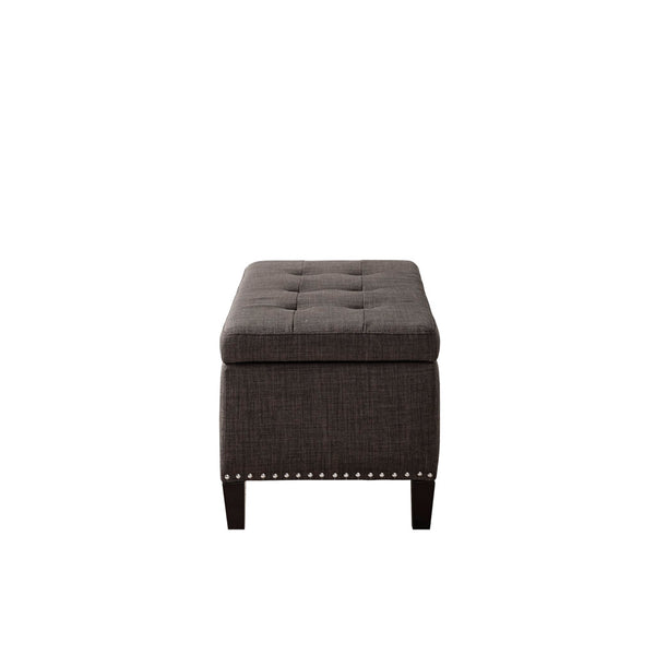 JLA Home Madison Park - Tufted Blue Storage Bench with Soft-Close Lift Top, Elegant Upholstered Seating and Noir Legs Charcoal FPF18-0502