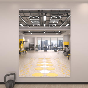 English Elm 63x24 Inch Tempered Glass 2-Pack Home Gym Mirror, Shatterproof Framed Silver, HD Reflection for Fitness T3757P347060