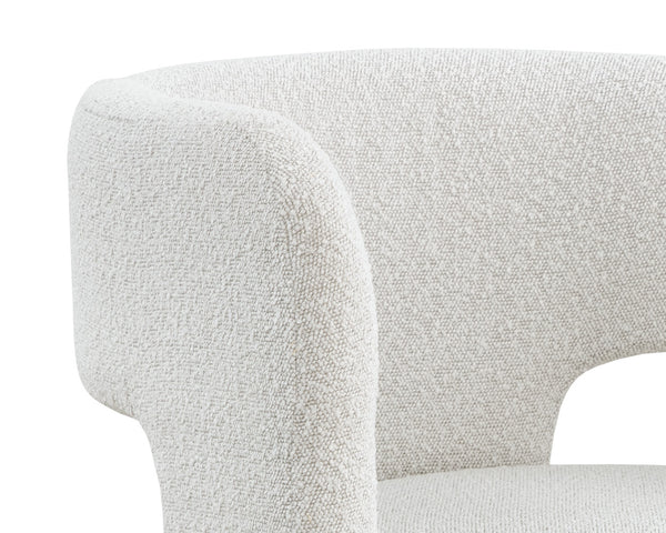 Sunpan Isidore Lounge Chair - Contemporary Comfort with Curved Backrest and Chic Boucle Fabric Design Copenhagen White