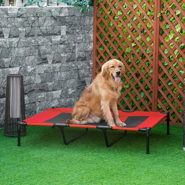 English Elm PawHut Heavy Duty 43" Steel Dog Crate with Wheels, Removable Tray, Top Access & Foldable Bowl Holder Red W2225P217558