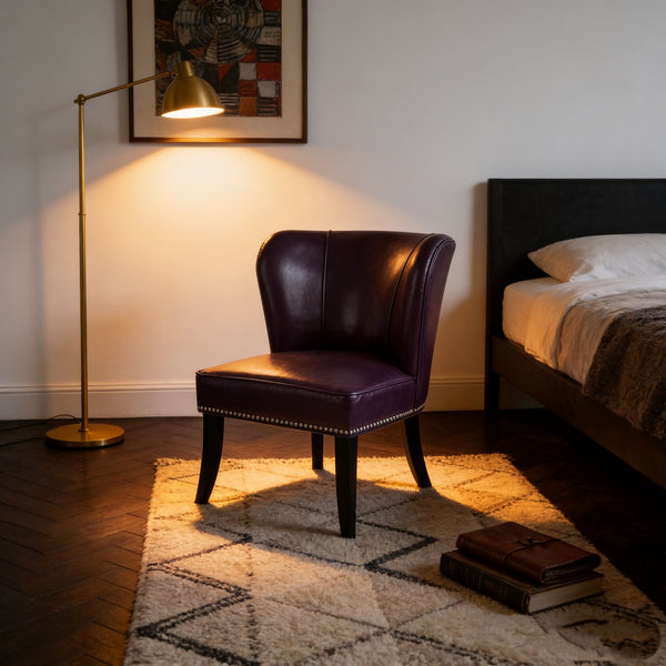 English Elm 25.6 Inch Pu Leather Barrel Club Chair with Rivet Trim and Wood Legs for Any Room W5325P458035