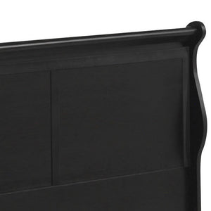 English Elm Black Queen Sleigh Bed with Elegant 3-Slat Headboard, Solid Pine Construction, Box Spring Required B062S00495