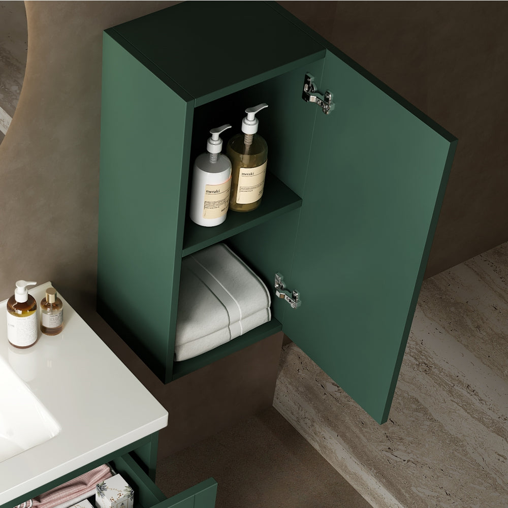 English Elm JOVI Green 14" Wall-Mounted Floating Bathroom Vanity Side Cabinet with Soft-Close Door, Durable W2615P227356