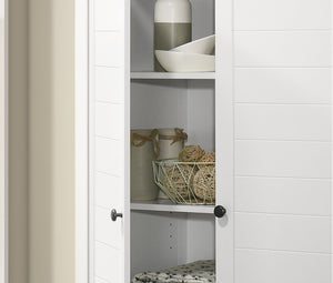 English Elm Clara Farmhouse Storage Cabinet White Oak Slatted Panel Doors Adjustable Shelves B2749P413238