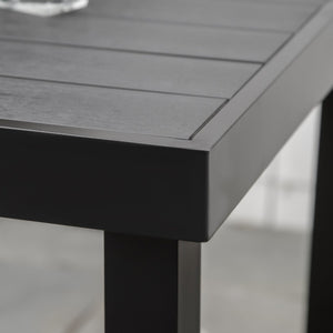 English Elm Outsunny Outdoor Dining Table For 4 - Compact Square, Weather-Resistant Woodgrain Top & Aluminum Frame W2225P174359-GIGA