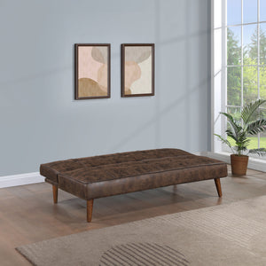English Elm Ralston Upholstered Convertible Sofa Bed with Retro Angled Wood Legs, Leatherette Comfort & Springs Dark Coffee B062P353265