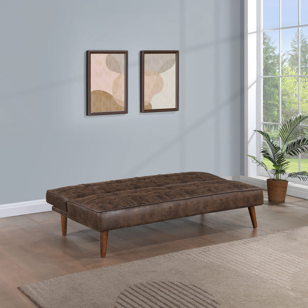 English Elm Ralston Upholstered Convertible Sofa Bed with Retro Angled Wood Legs, Leatherette Comfort & Springs Dark Coffee B062P353265