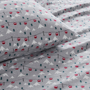 English Elm 4 Pcs Full Sheet Set In Grey Ski Jump - Cozy 100% Cotton Flannel For Warmth & Comfort All Year B035P319787