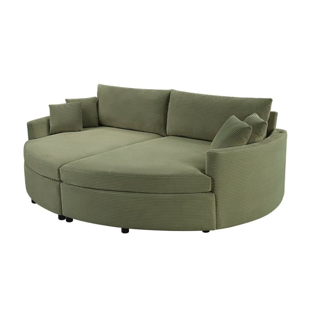 English Elm Oversized Double Chaise Lounge Sofa Bed With Usb Ports, Plush Comfort & Removable Pillows In Green N719S002160F-GIGA