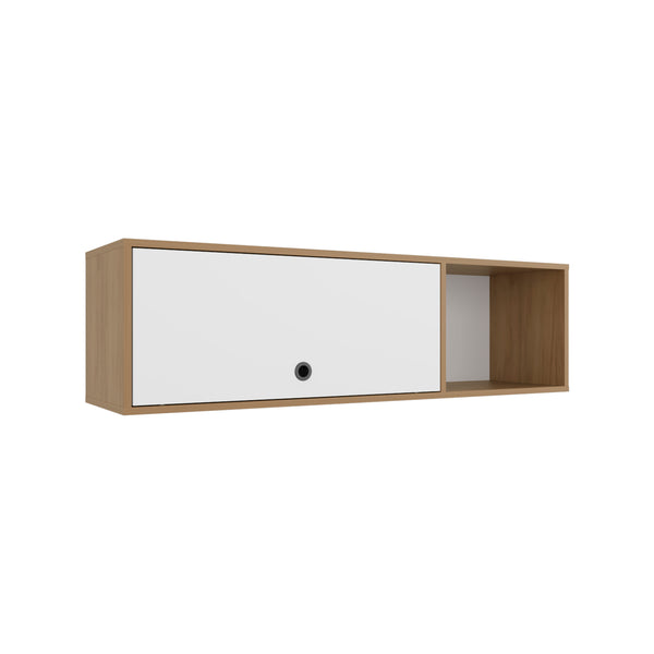 English Elm Sahara 47" Wide One-Door Wall Cabinet with 3 Shelves, Pull-Up Door, White & Natural Oak Finish B070P337156