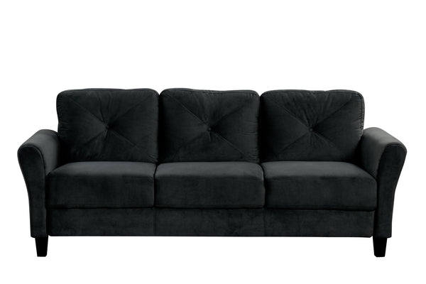 English Elm Couch Luxurious Black Velvet Sectional Set 1+2+3 - Modern Comfort For Stylish Living Spaces! W2121S00011