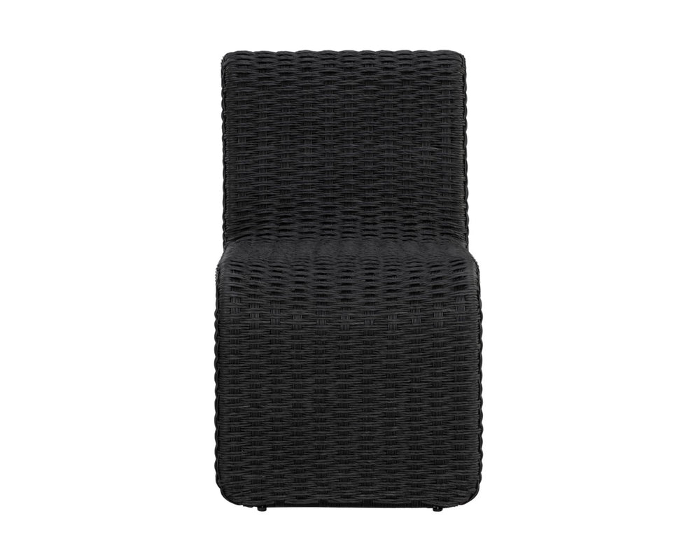 Sunpan EDESSA Dining Chair - Stylish Black Wicker Design for Outdoor Spaces, Durable Aluminum Frame, Modern Curves 111678