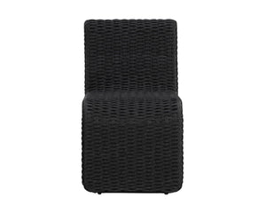 Sunpan EDESSA Dining Chair - Stylish Black Wicker Design for Outdoor Spaces, Durable Aluminum Frame, Modern Curves 111678