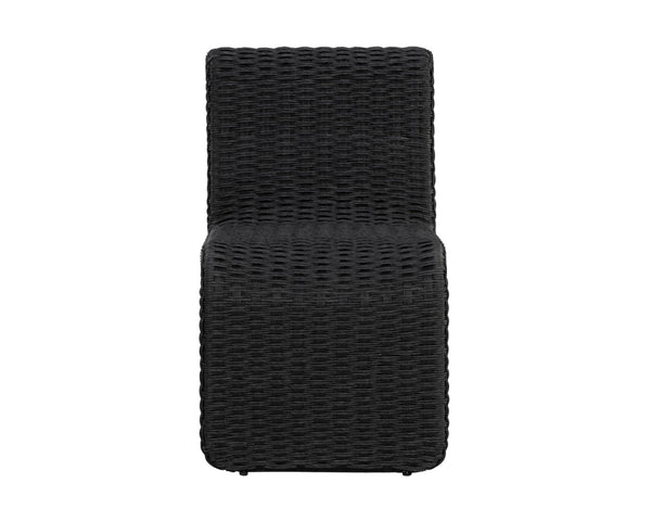 Sunpan EDESSA Dining Chair - Stylish Black Wicker Design for Outdoor Spaces, Durable Aluminum Frame, Modern Curves 111678