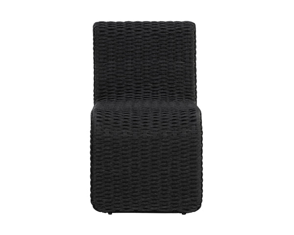 Sunpan Edessa Dining Chair - Modern Armless Design with Twisted Wicker and Aluminum Frame for Stylish Dining Black