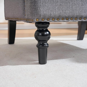 English Elm Tufted Linen Corduroy Accent Chair Studded Trim Mid Century Modern Bedroom Lounge W3523P450234