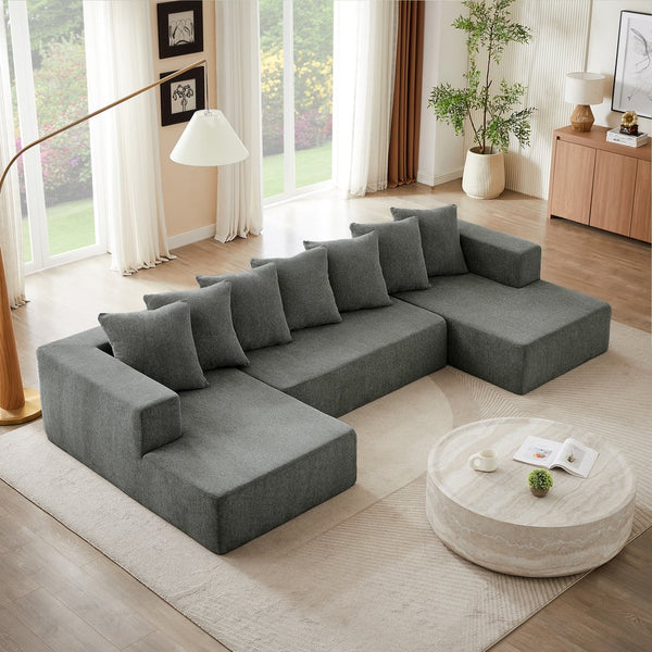 English Elm Chenille Modular U-shaped Sectional Sofa Plush Cloud Seating for Living Room W2339S00016