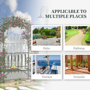 English Elm Outsunny Wooden Garden Arbor with Bench and Trellis for Climbing Vines, 2-Person Outdoor Seating Black W2225P217556